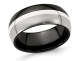 Men's Two-tone Domed Titanium Wedding Band Ring (9mm)